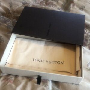 Louis Vuitton authentic and vintage slide box and cloth dust bag 9” x 5” x 2”